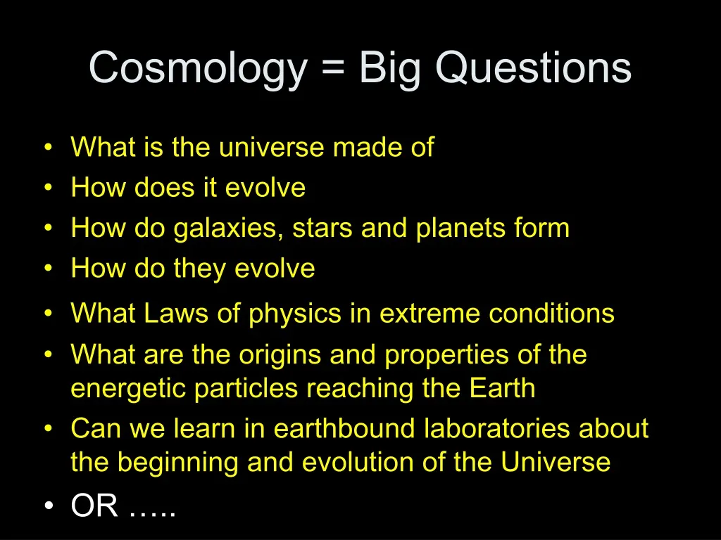 cosmology big questions
