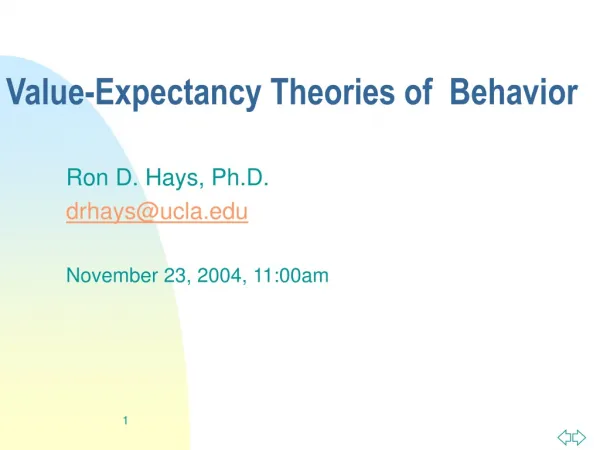 Value-Expectancy Theories of Behavior