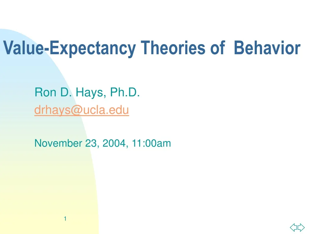 value expectancy theories of behavior