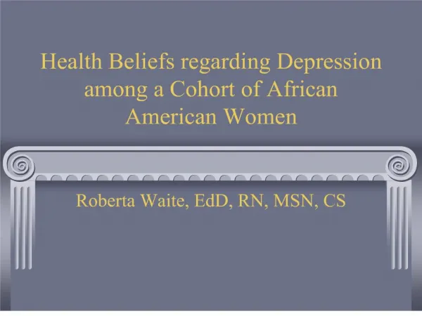 Health Beliefs regarding Depression among a Cohort of African ...