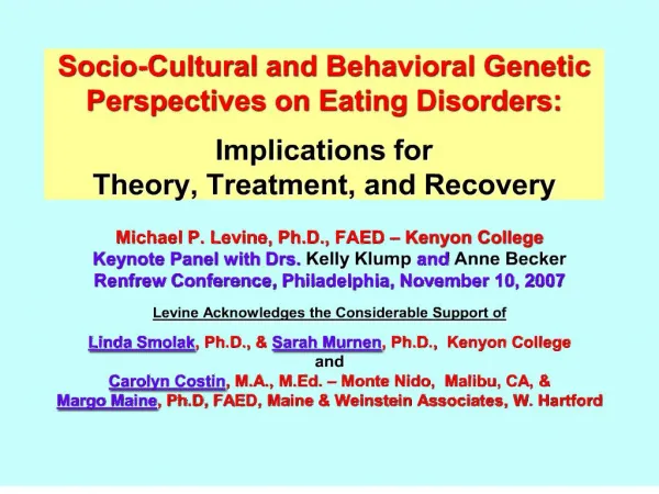 Socio-Cultural and Behavioral Genetic Perspectives on Eating ...
