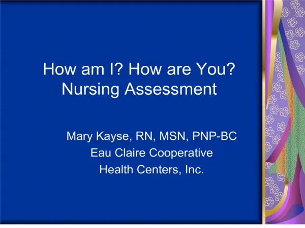How am I How are You Nursing Assessment