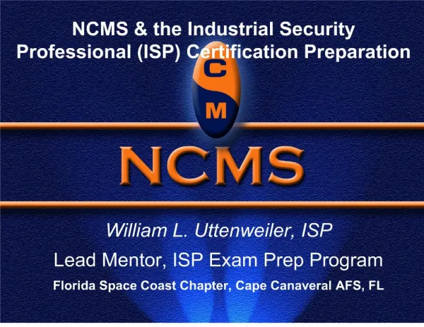 NCMS the Industrial Security Professional ISP Certification Preparation