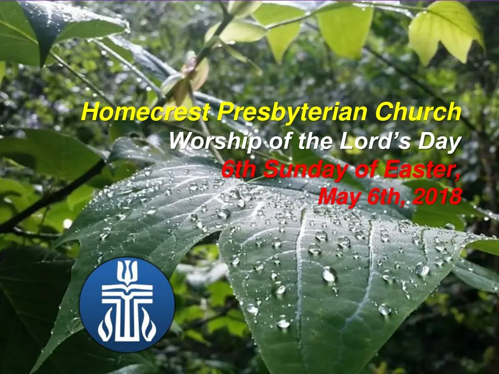homecrest presbyterian church worship of the lord s day 6th sunday of easter may 6th 2018