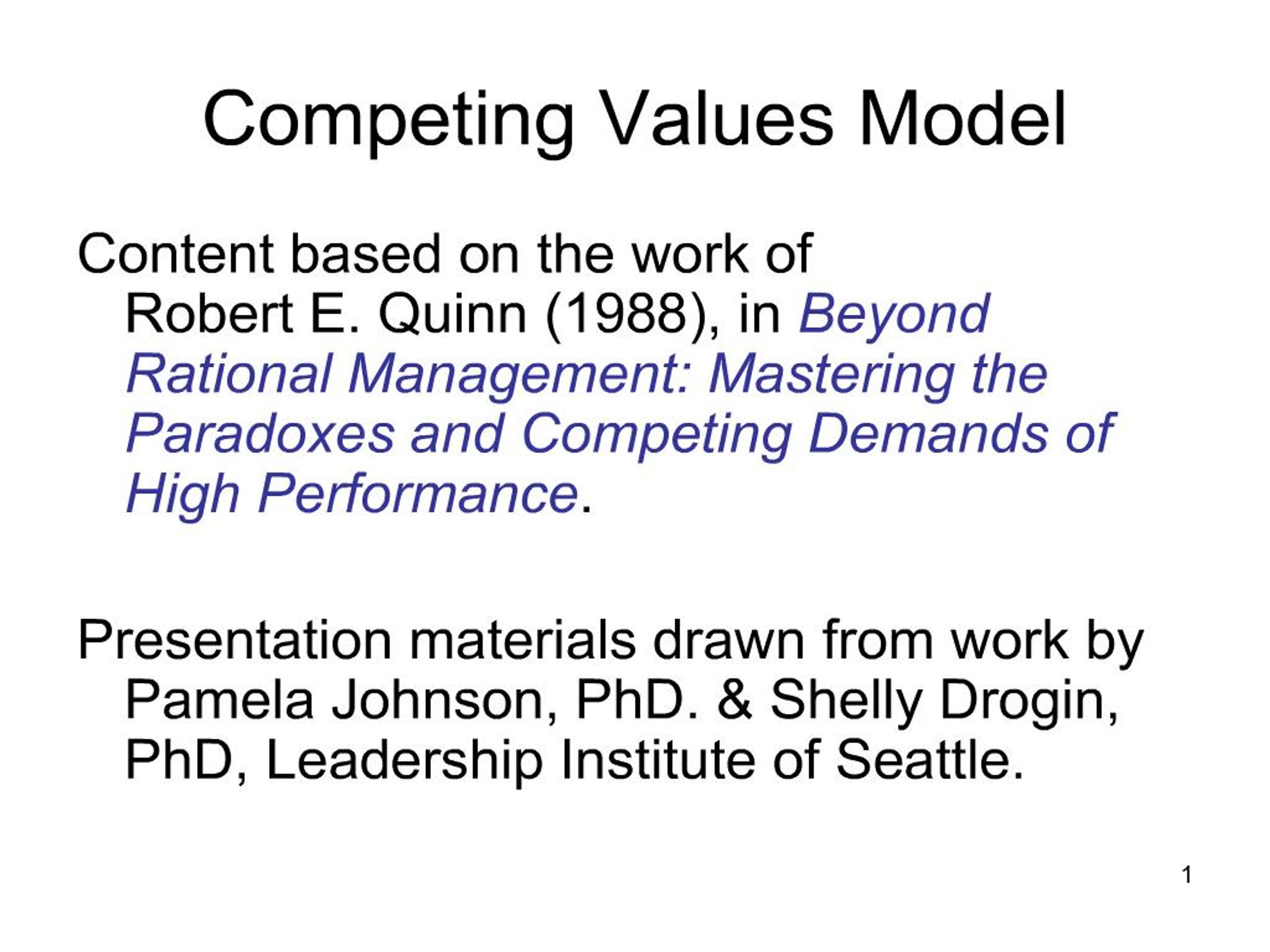 PPT - Competing Values Model PowerPoint Presentation, free download ...