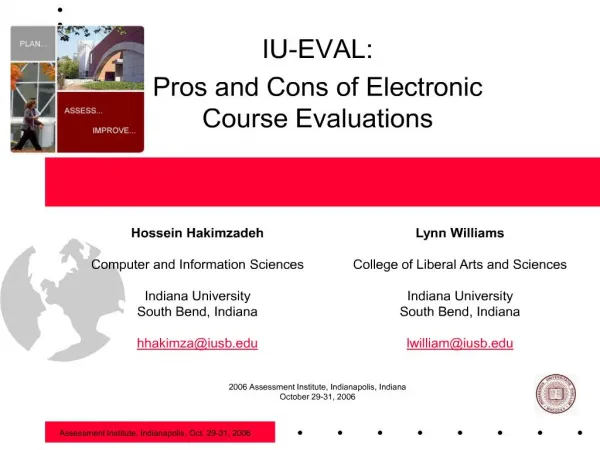 IU-EVAL: Pros and Cons of Electronic Course Evaluations