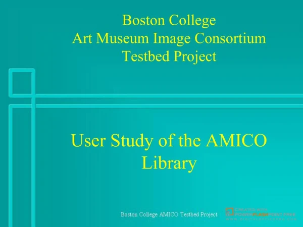 Boston College Art Museum Image Consortium Testbed Project