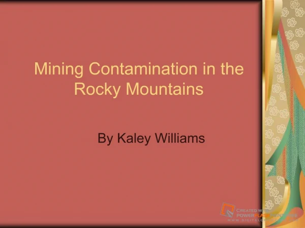 Mining Contamination in the Rocky Muntains