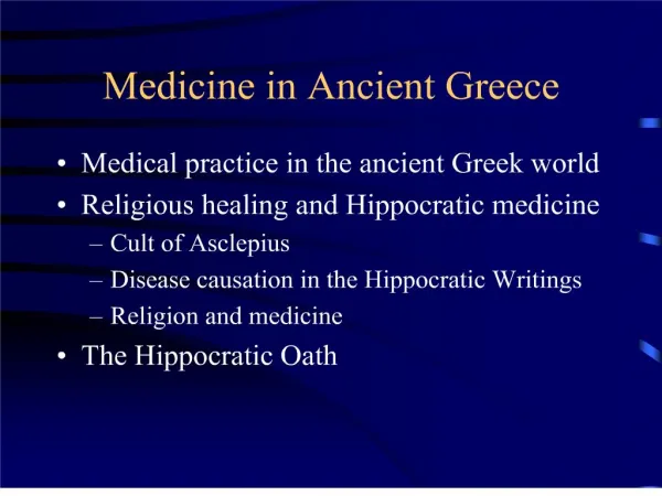 Medicine in Ancient Greece