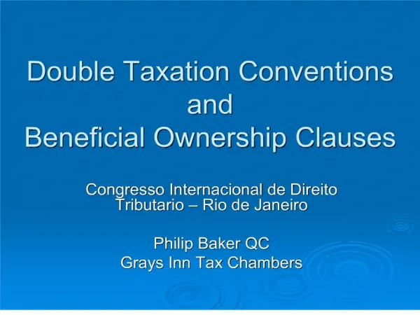 Double Taxation Conventions and Beneficial Ownership Clauses