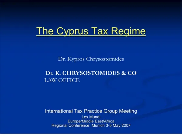 The Cyprus Tax Regime