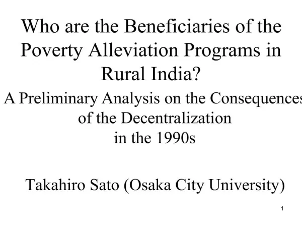 Who are the Beneficiaries of the Poverty Alleviation Programs in Rural India