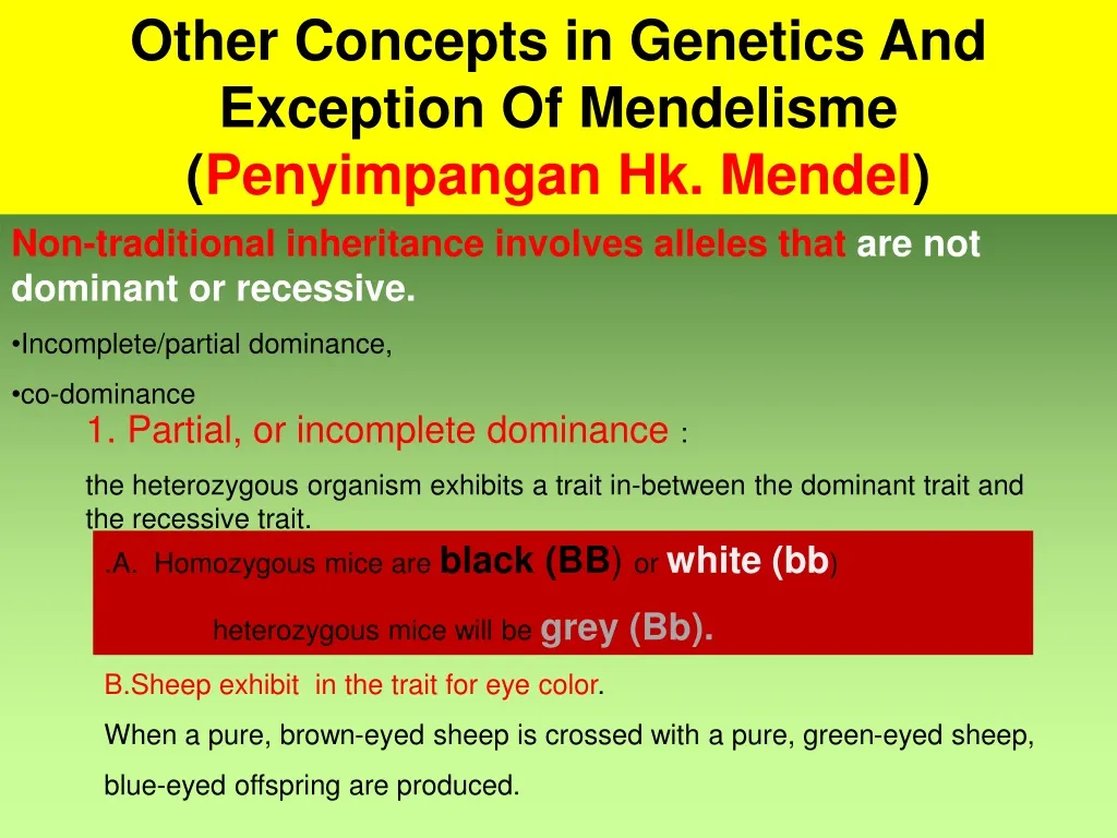other concepts in genetics and exception