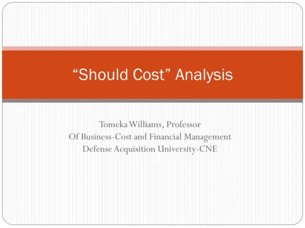 “Should Cost” Analysis