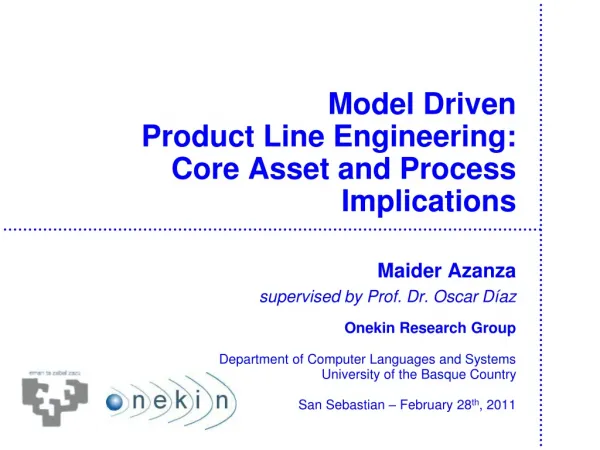 Model Driven Product Line Engineering: Core Asset and Process Implications