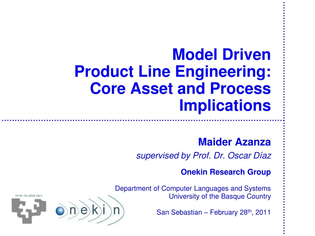 model driven product line engineering core asset and process implications