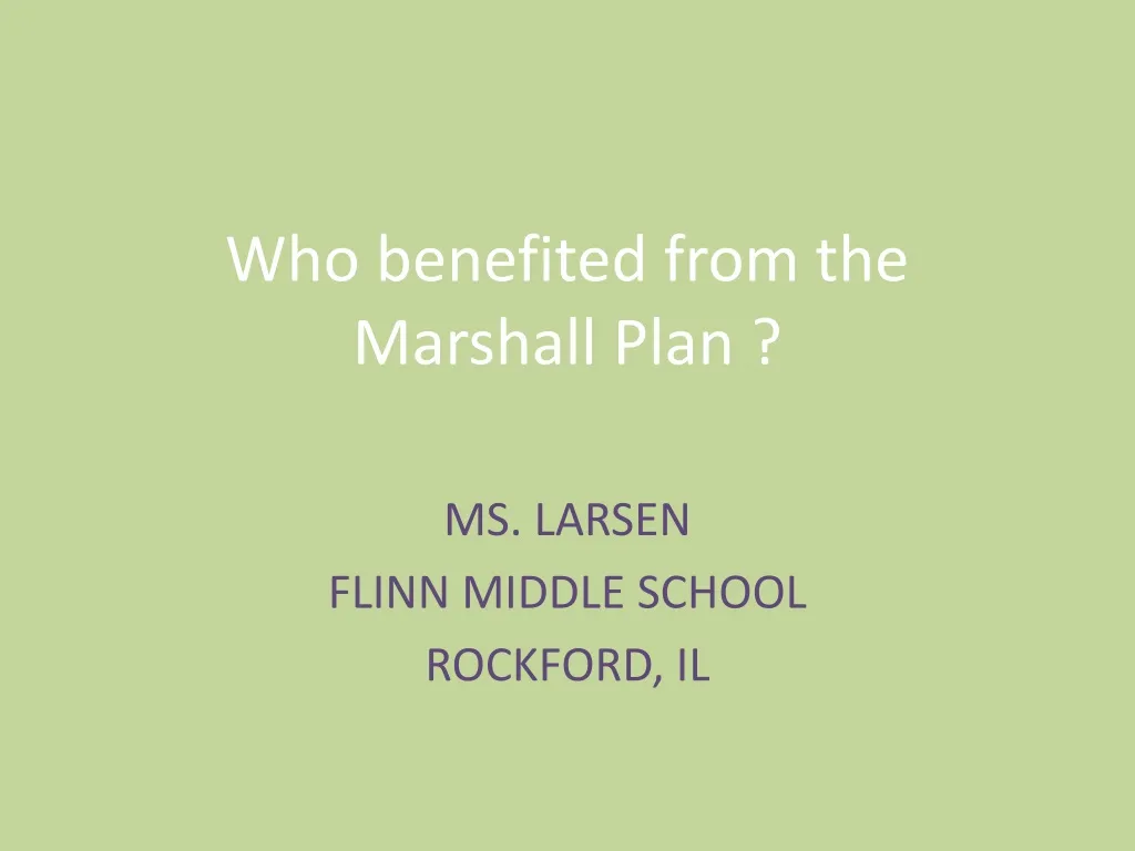 who benefited from the marshall plan