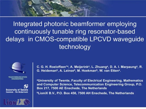 Integrated photonic beamformer employing continuously tunable ring resonator-based delays in CMOS-compatible LPCVD wav