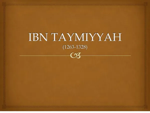 IBN TAYMIYYAH 1263-1328