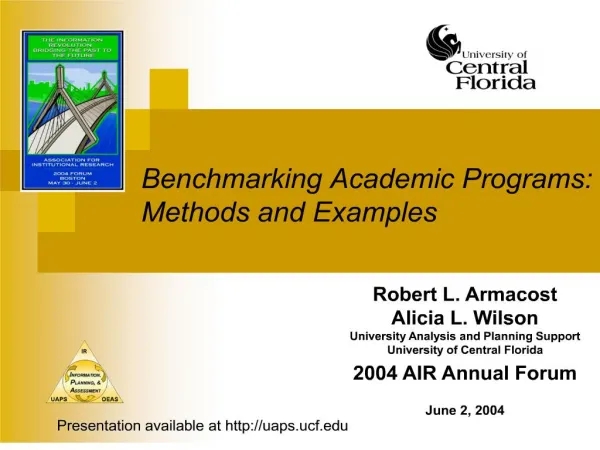 Benchmarking Academic Programs: Methods and Examples