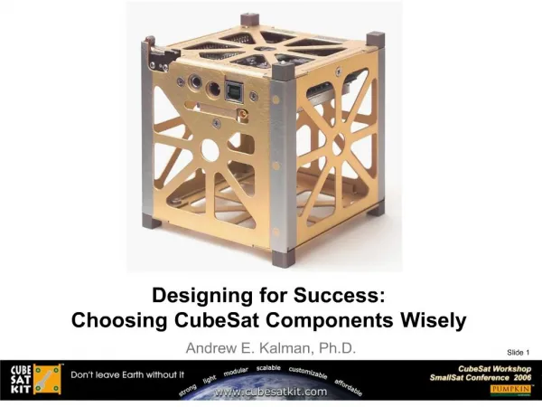 Designing for Success: Choosing CubeSat Components Wisely