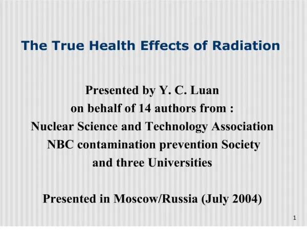 The True Health Effects of Radiation