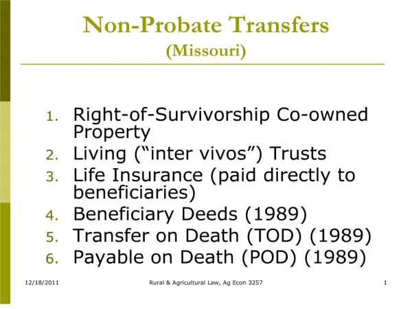 Non-Probate Transfers Missouri