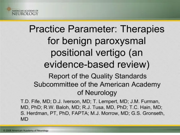 Practice Parameter: Therapies for benign paroxysmal positional ...