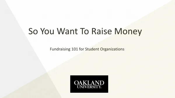 So You Want To Raise Money