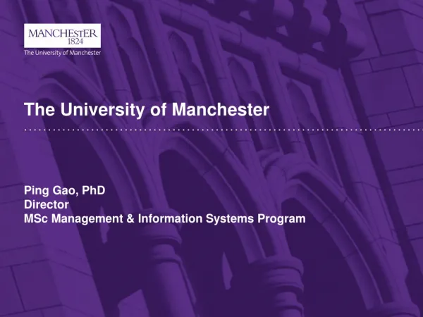The University of Manchester Ping Gao, PhD Director MSc Management &amp; Information Systems Program