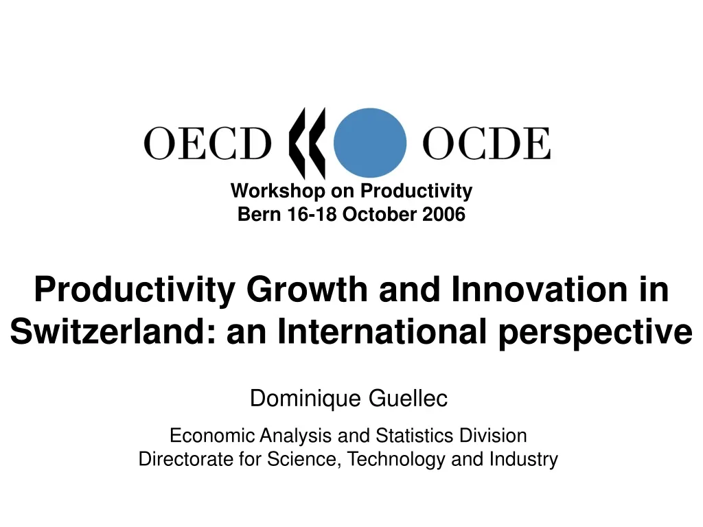 workshop on productivity bern 16 18 october 2006