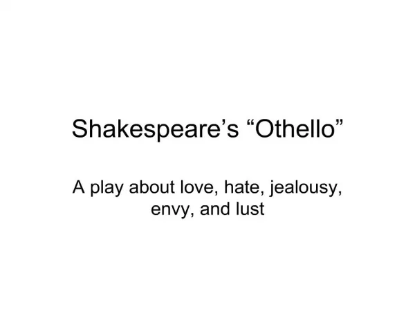 Shakespeare s Othello