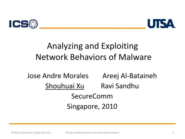 Analyzing and Exploiting Network Behaviors of Malware