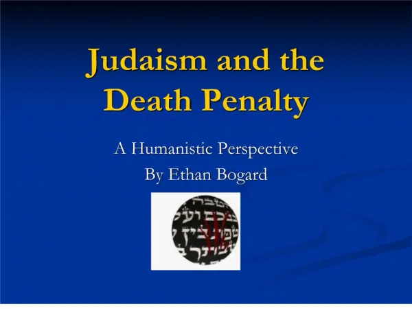Judaism and the Death Penalty