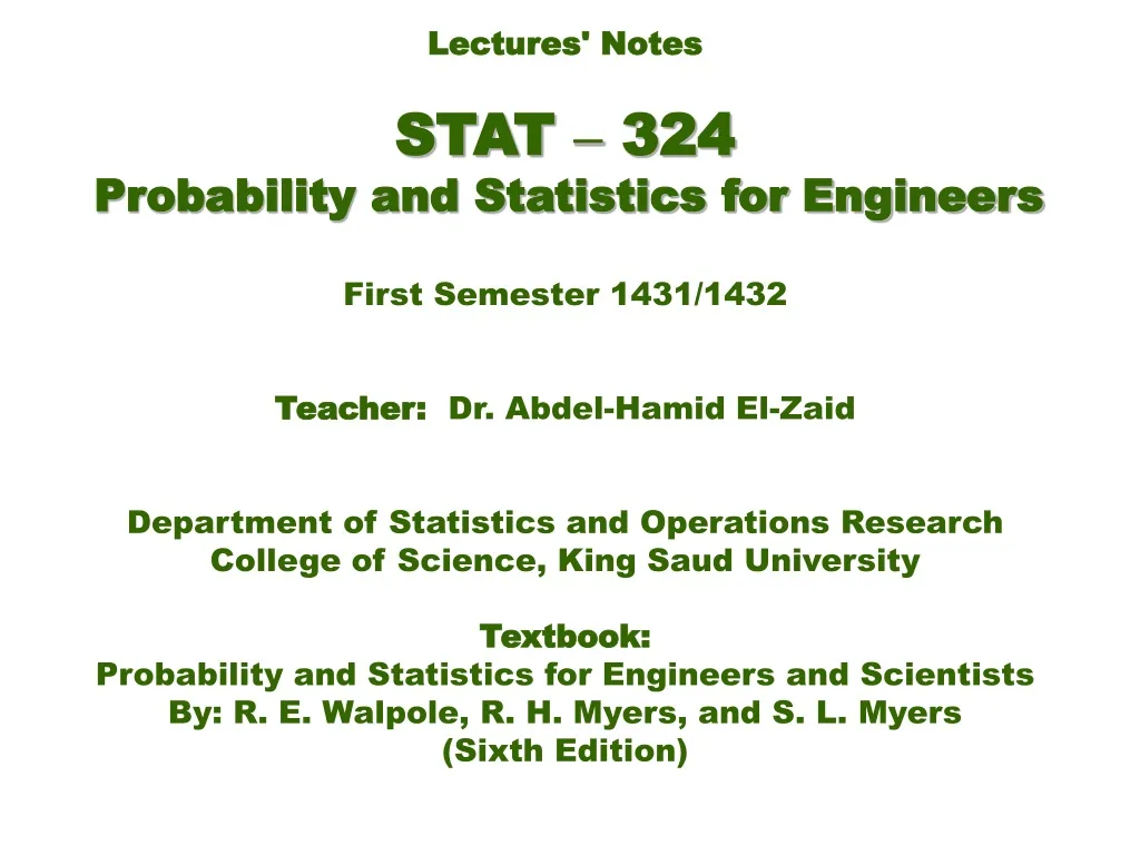 lectures notes stat 324 probability