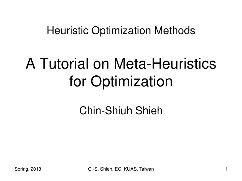 heuristic optimization methods a tutorial on meta heuristics for optimization