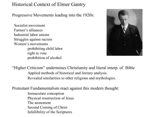 Historical Context of Elmer Gantry Progressive Movements ...