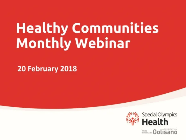 Healthy Communities Monthly Webinar
