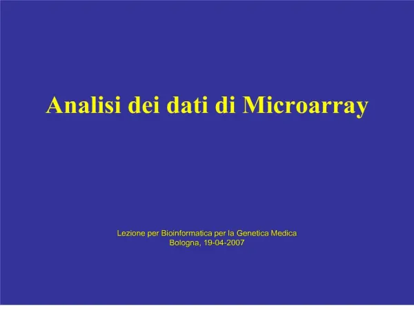 Analisi dei dati di Microarray