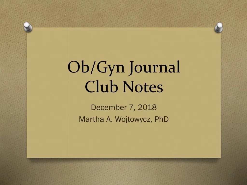 ob gyn journal club notes