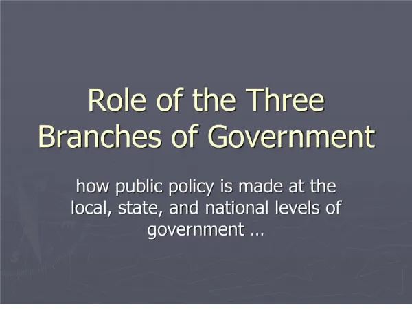 Role of the Three Branches of Government