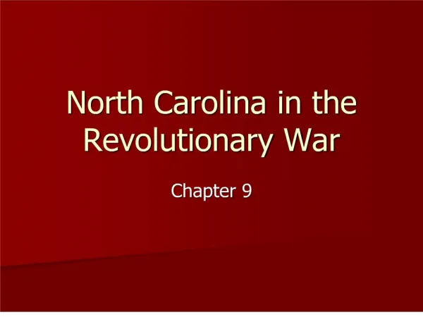 North Carolina in the Revolutionary War