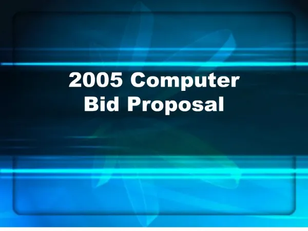2005 Computer Bid Proposal