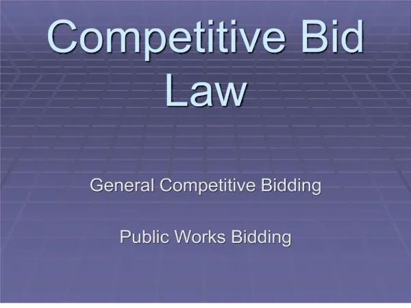 Competitive Bid Law