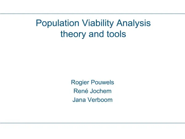 Population Viability Analysis theory and tools