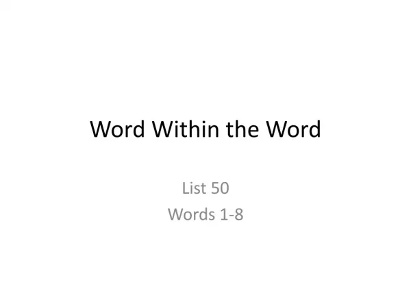 Word Within the Word