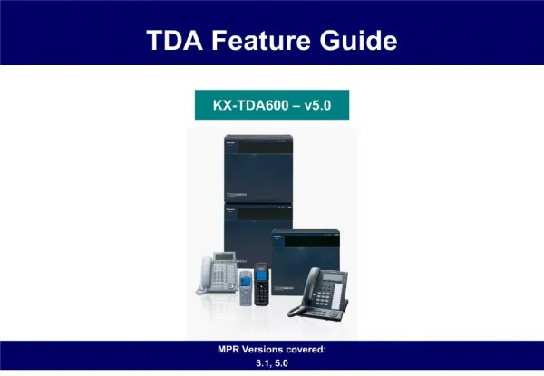 TDA Feature Guide