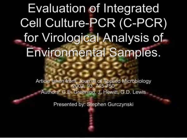 Evaluation of Integrated Cell Culture-PCR C-PCR for ...