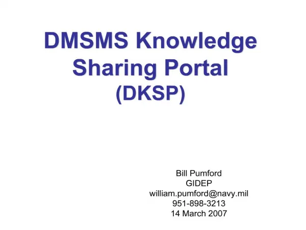 DMSMS Knowledge Sharing Portal DKSP