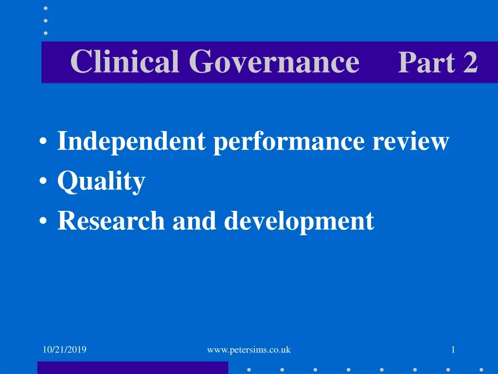 clinical governance part 2